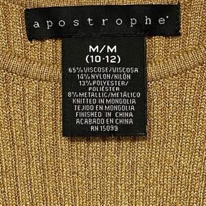 Apostrophe Gold Lightweight Metallic Sleeveless Sweater Holiday Party Y2K Size M